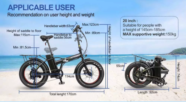 20 Folding Fat Tire Electric Bike - 36V/48V 250W-500W Motor - Shimano 7-Speed - Dual Disc Brakes - 60km Range 5 20 Folding Fat Tire Electric Bike - 36V/48V 250W-500W Motor - Shimano 7-Speed - Dual Disc Brakes - 60km Range - Fat Tire Electric Bike - 5