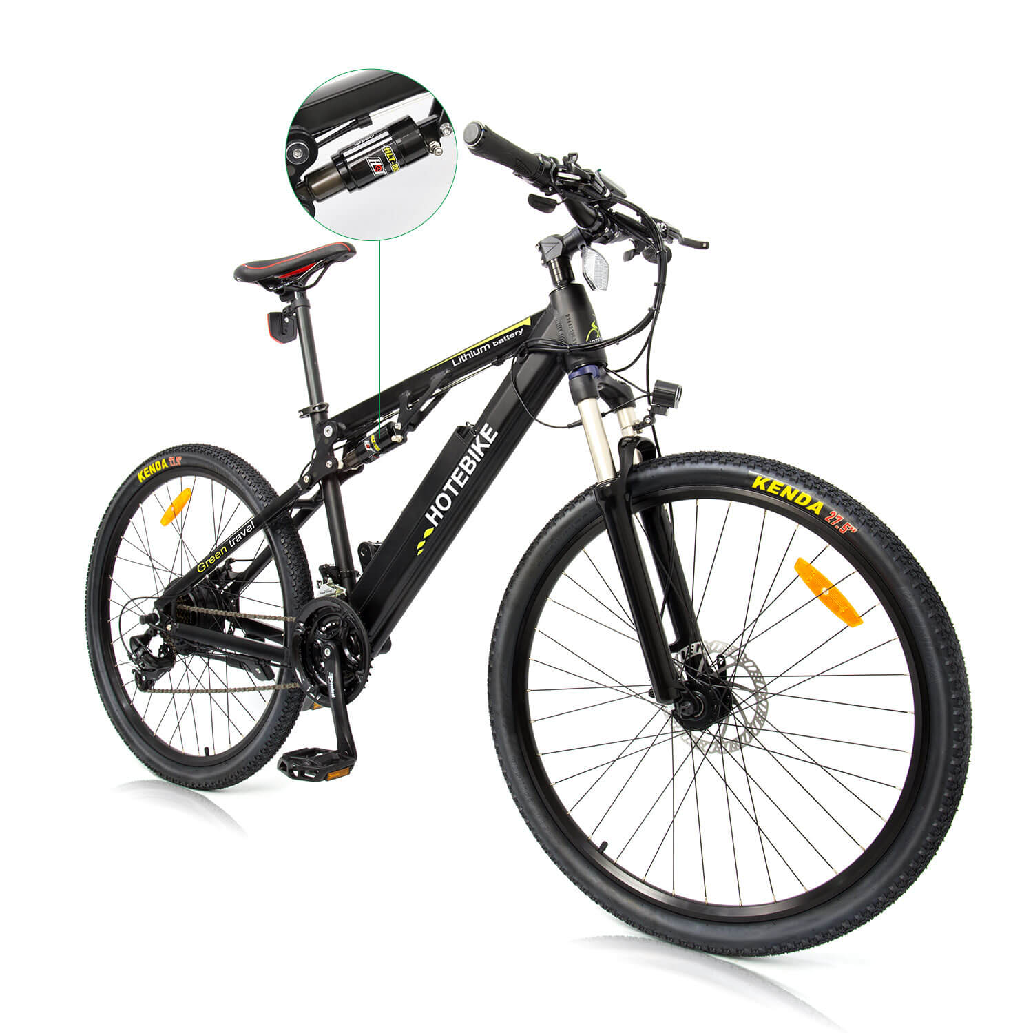 HOTEBIKE Volledig geveerde elektrische mountainbike – 500W motor, 48V 13Ah accu, Shimano 21-versnellingen
