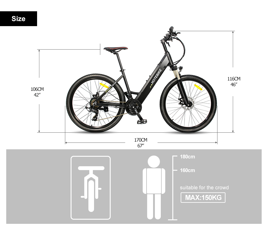48V 500W E-citybike 26" elektrisch aangedreven fiets met verborgen accu A5AH26 te koop 9 48V 500W E-citybike 26