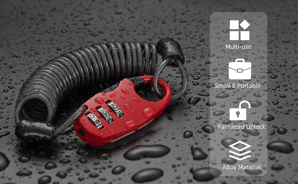 Mini Anti-Theft Bike Cable Lock – Portable 3-Digit Resettable Combination Lock for Helmet, Luggage, and Bicycle Security 2 Mini Anti-Theft Bike Cable Lock – Portable 3-Digit Resettable Combination Lock for Helmet, Luggage, and Bicycle Security - Bike Lock - 2