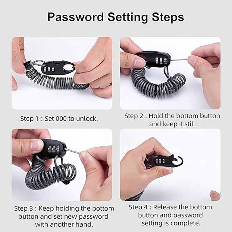 Mini Anti-Theft Bike Cable Lock – Portable 3-Digit Resettable Combination Lock for Helmet, Luggage, and Bicycle Security 5 Mini Anti-Theft Bike Cable Lock – Portable 3-Digit Resettable Combination Lock for Helmet, Luggage, and Bicycle Security - Bike Lock - 5