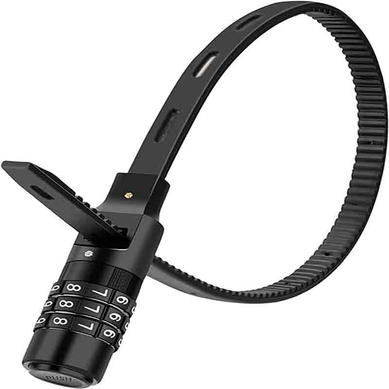 Adjustable 21-inch Zip Tie Cable Lock – 3-Digit Combination, Lightweight, Multi-Purpose Security for Bike, Helmet, Cabinets & More